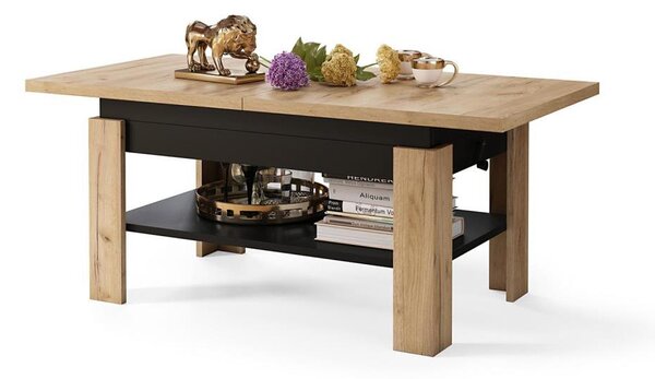 Rozkládací konferenční se zvedací deskou ROY 130/170x65 cm dub craft/černá