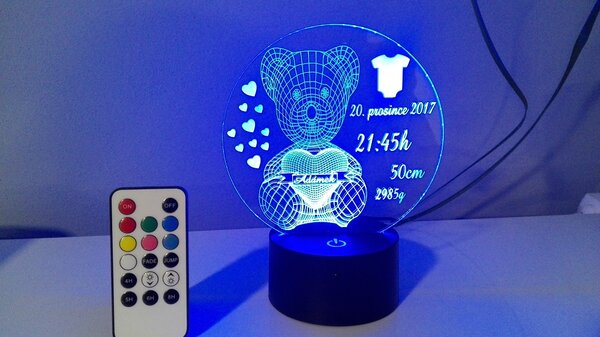 Led lampička narození miminka kluk (Dárek pro miminko se jménem Led lampička narození miminka kluk)