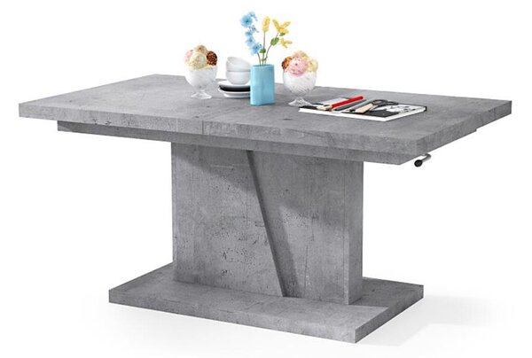 Rozkl. konferenční/jídel. stůl se zved. deskou NINO 120/150/180x70 cm šedá beton