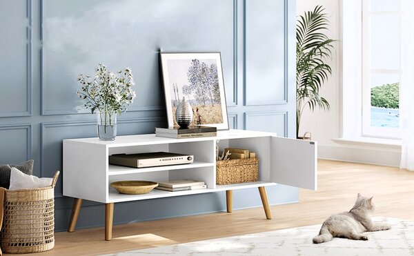 VASAGLE Televizní stolek SCANDI 120 cm bílý
