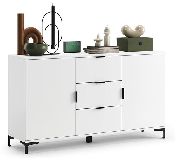 Komoda se zásuvkami a dvířky LORA 150x85x40 cm bílá