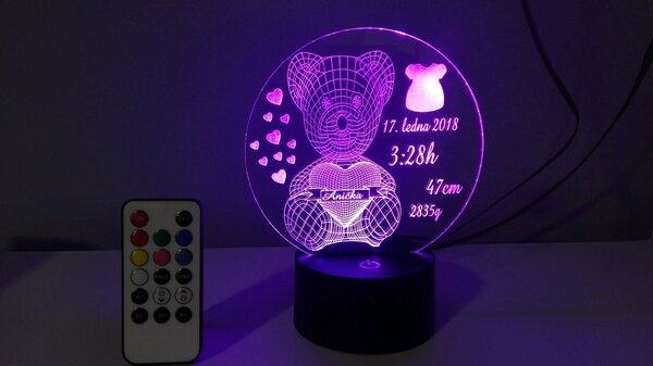 Led lampička narození miminka holka (Dárek pro miminko se jménem Led lampička narození miminka holka)