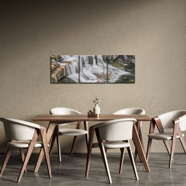 Obraz vodopádů (s hodinami) (90x30 cm)