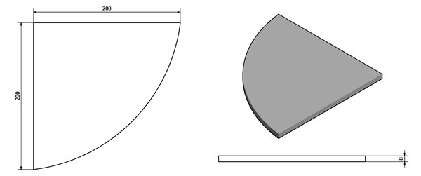 Sapho Sapho, X-ROUND skleněná police rohová, čtvrtkruhová 200x200mm, chrom/mléčné sklo, XR009-01