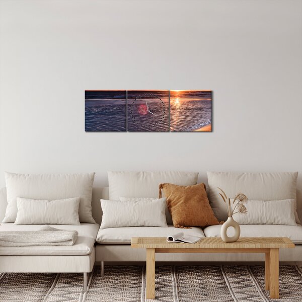 Obraz západu slunce (s hodinami) (90x30 cm)
