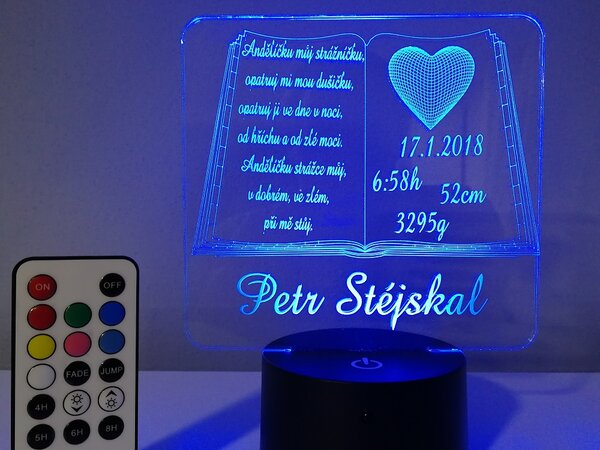 Led lampička narození miminka (Dárek pro miminko se jménem Led lampička narození miminka)