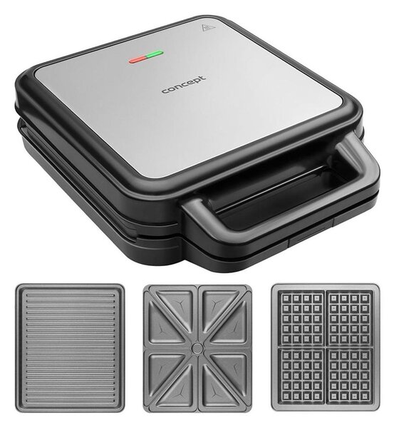 Concept SV3080 - Toustovač FAMILY 3v1 1200W/230V černá/nerez
