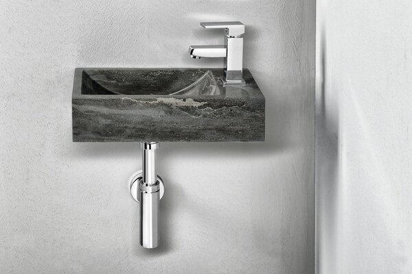 Sapho Blok umyvadlo 40x22 cm obdélníkový klasický-na pult černá-antracitová 2401-28