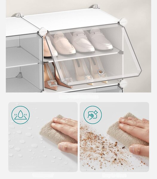 Organizér na boty KIMBERLY, 10 boxů, bílá/průhledná SongmicsHome