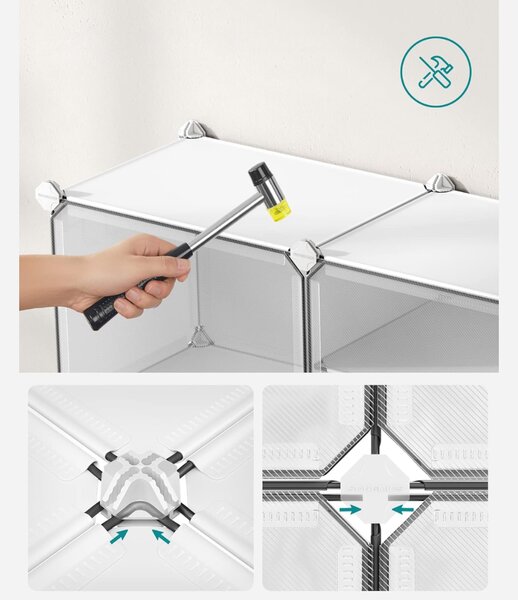 Organizér na boty KIMBERLY, 10 boxů, bílá/průhledná SongmicsHome