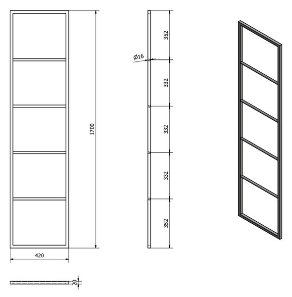 Sapho Sapho, SKA stojící sušák ručníků 420x1700x20mm, bílá mat, SKA561