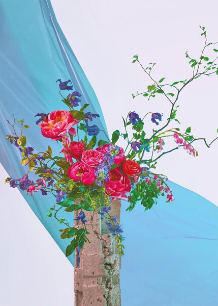 Paper Collective designové moderní obrazy Bloom 05 - Turquoise (50 x 70 cm)