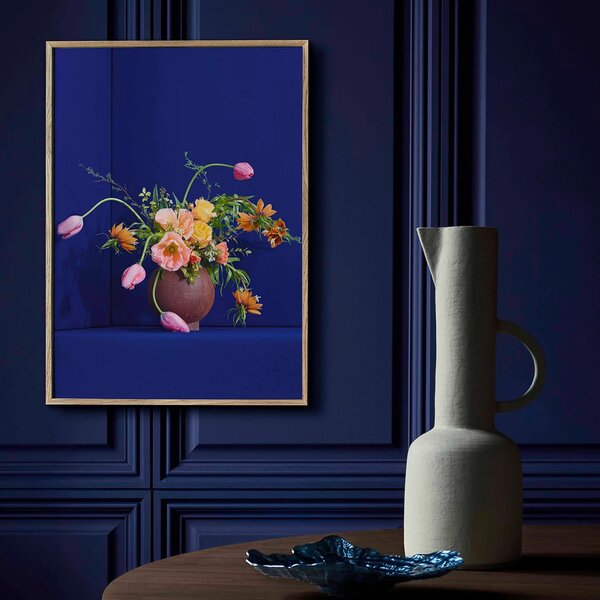 Paper Collective designové moderní obrazy Blomst 01 - Blue (50 x 70 cm)