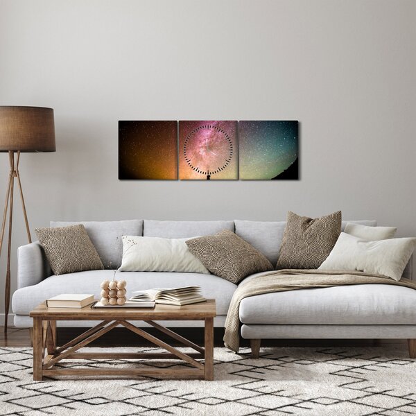 Obraz - obloha plná hvězd (s hodinami) (90x30 cm)