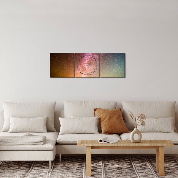 Obraz - obloha plná hvězd (s hodinami) (90x30 cm)