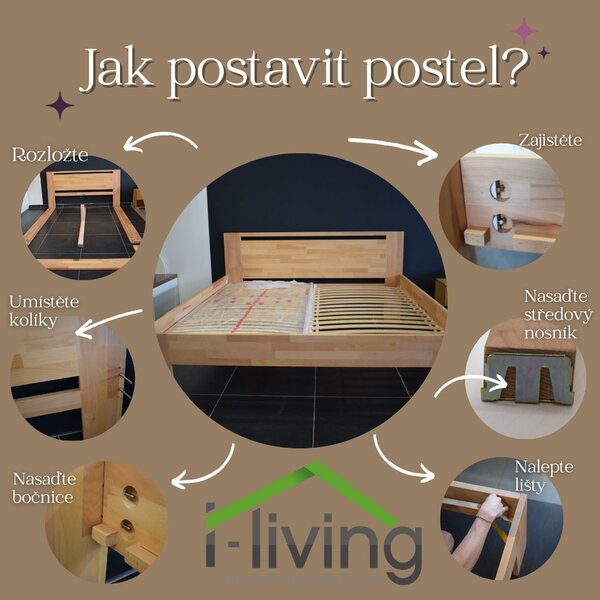 Oak´s Dubová postel Grandioso 4 cm masiv cink - 140x200 cm