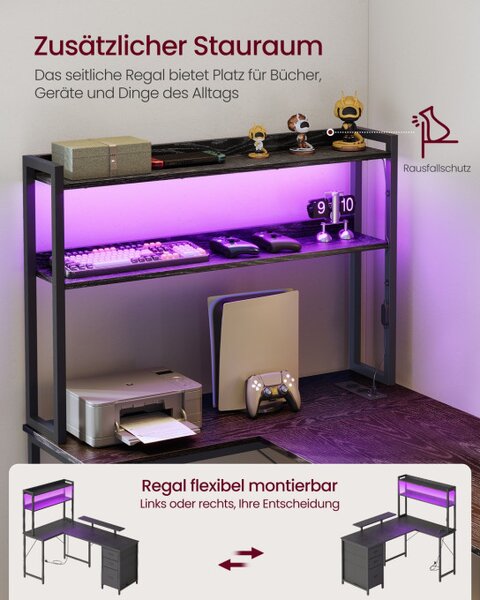 Rohový pracovní stůl s LED diodou LWD162B101