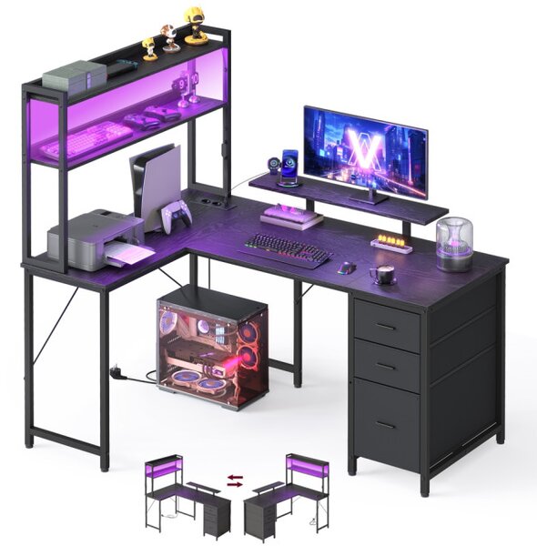 Rohový pracovní stůl s LED diodou LWD162B101