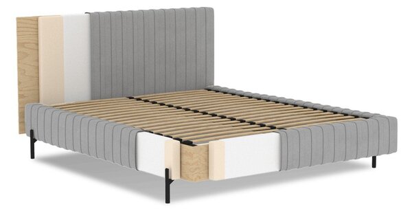 Tmavě modrá čalouněná dvoulůžková postel s úložným prostorem s roštem 140x200 cm Plissa – ELTAP