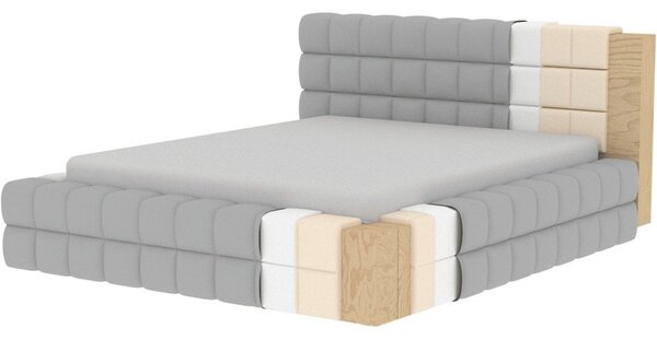 Béžová čalouněná dvoulůžková postel s úložným prostorem s roštem 180x200 cm Dizzle – ELTAP