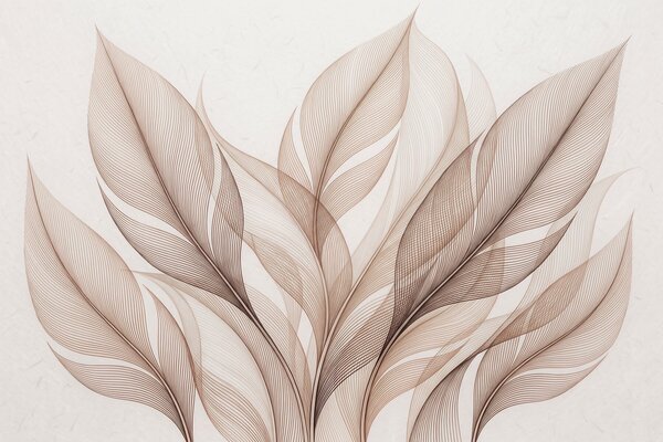 Fototapety Elegantní botanická kompozice s velkými stylizovanými listy, Tapety Unikátní, w09944 : uwalls.cz