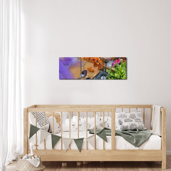 Obraz - letní piknik (s hodinami) (90x30 cm)