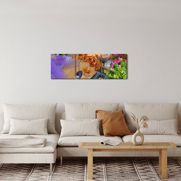 Obraz - letní piknik (s hodinami) (90x30 cm)