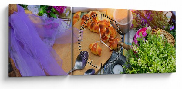 Obraz - letní piknik (s hodinami) (90x30 cm)