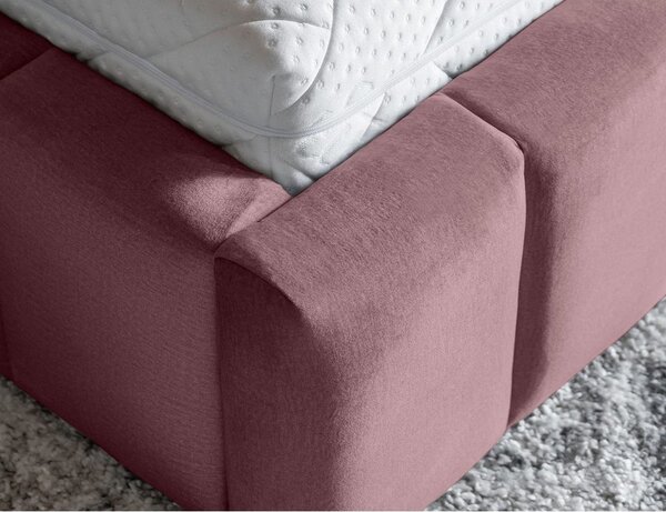 Růžová čalouněná dvoulůžková postel s úložným prostorem s roštem 180x200 cm Lamica – ELTAP