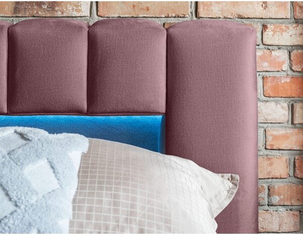 Růžová čalouněná dvoulůžková postel s úložným prostorem s roštem 180x200 cm Lamica – ELTAP