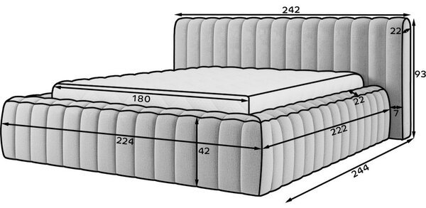 Béžová čalouněná dvoulůžková postel s úložným prostorem s roštem 180x200 cm Carilla – ELTAP
