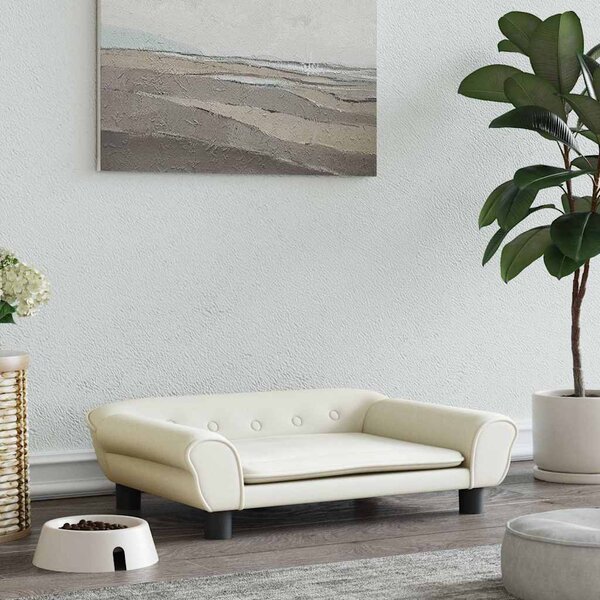 Pelíšek pro psy krémový 70 x 48 x 22 cm samet 172018