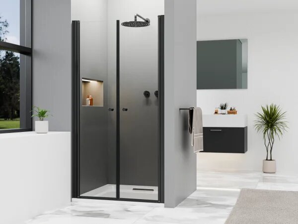 BETA Black 60 Čiré Sprchové dveře do niky dvoukřídlé černé
