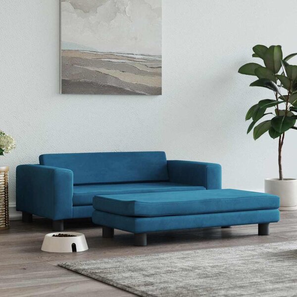 Vida Pelíšek pro psa s prodlužovacím dílem modrý 100x50x30 cm samet 172019