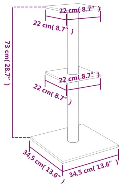 Škrabadlo pro kočky se sisalovými sloupky krémové 73 cm 172034