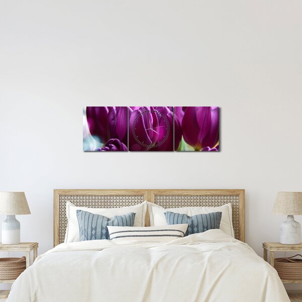 Obraz tulipánů (s hodinami) (90x30 cm)
