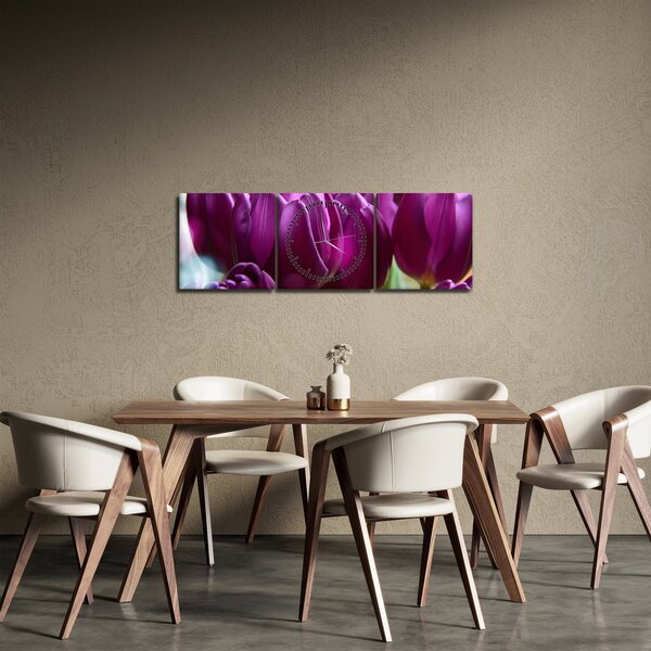 Obraz tulipánů (s hodinami) (90x30 cm)