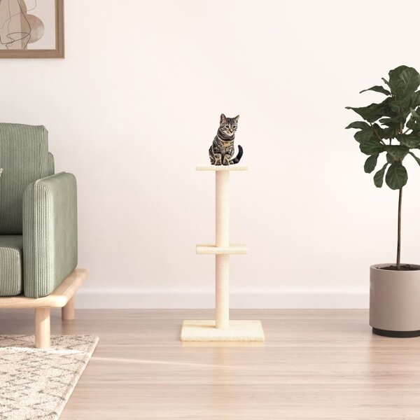 Škrabadlo pro kočky se sisalovými sloupky krémové 73 cm 172034