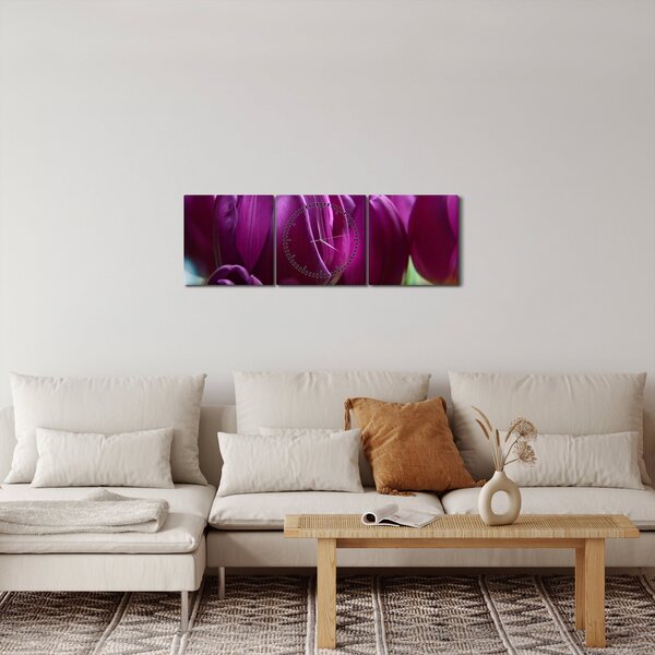 Obraz tulipánů (s hodinami) (90x30 cm)