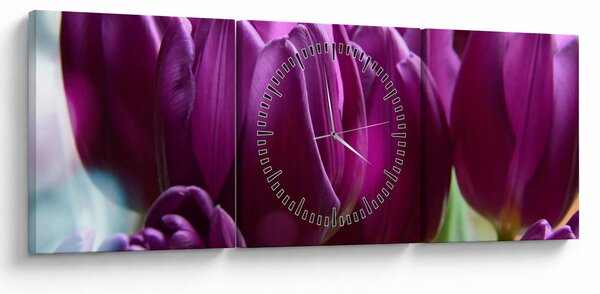 Obraz tulipánů (s hodinami) (90x30 cm)