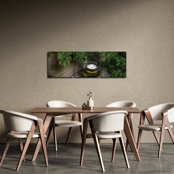 Obraz - vánoční svíčka (s hodinami) (90x30 cm)