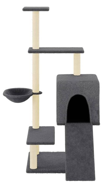 Škrabadlo pro kočky se sisalovými sloupky tmavě šedé 130,5 cm 172042