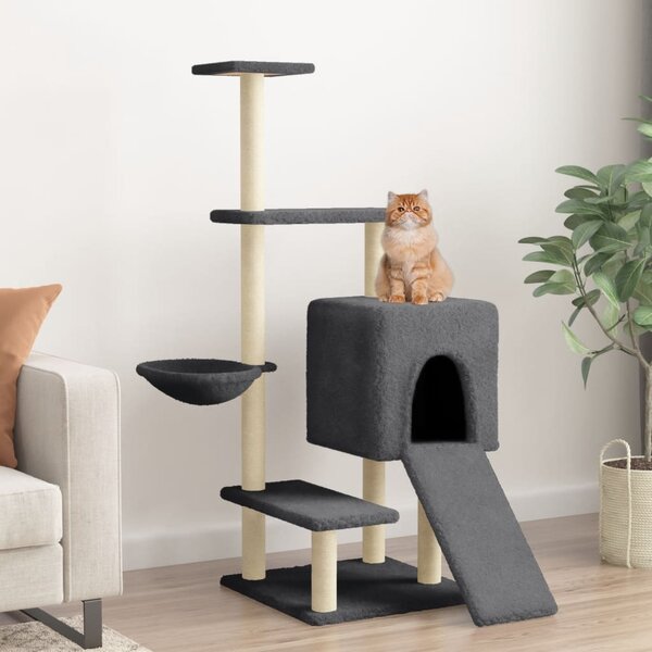 Škrabadlo pro kočky se sisalovými sloupky tmavě šedé 130,5 cm 172042