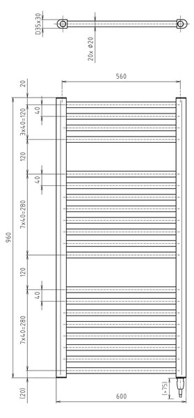 Aqualine Aqualine, DIRECT-E elektrické topné těleso, rovné, 600x960 mm, 400W, bílá, ILE96T