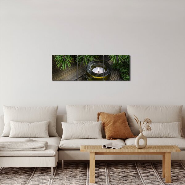 Obraz - vánoční svíčka (s hodinami) (90x30 cm)