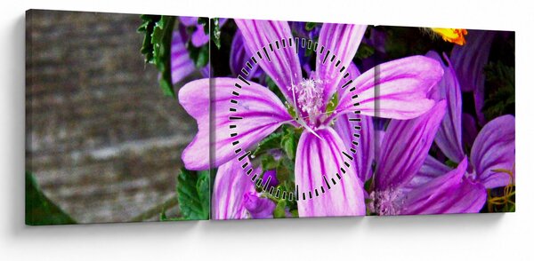 Obraz - luční květiny (s hodinami) (90x30 cm)