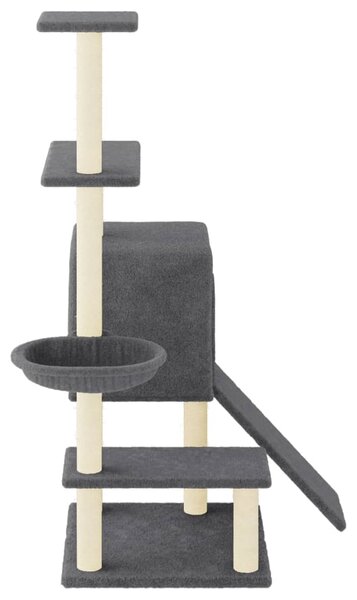 Škrabadlo pro kočky se sisalovými sloupky tmavě šedé 130,5 cm 172042