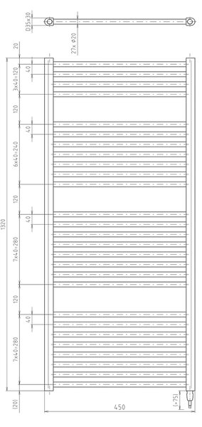 Aqualine Aqualine, DIRECT-E elektrické topné těleso, rovné, 450x1320 mm, 400 W, černá, ILE34TB
