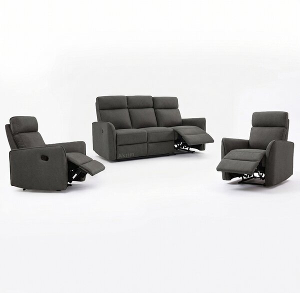 Sedací sestava BRAVEN 3+1+1 s FUNKCÍ RELAX | tmavě šedá látka | EXTRA POHODLNÉ