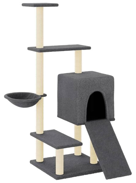 Škrabadlo pro kočky se sisalovými sloupky tmavě šedé 130,5 cm 172042